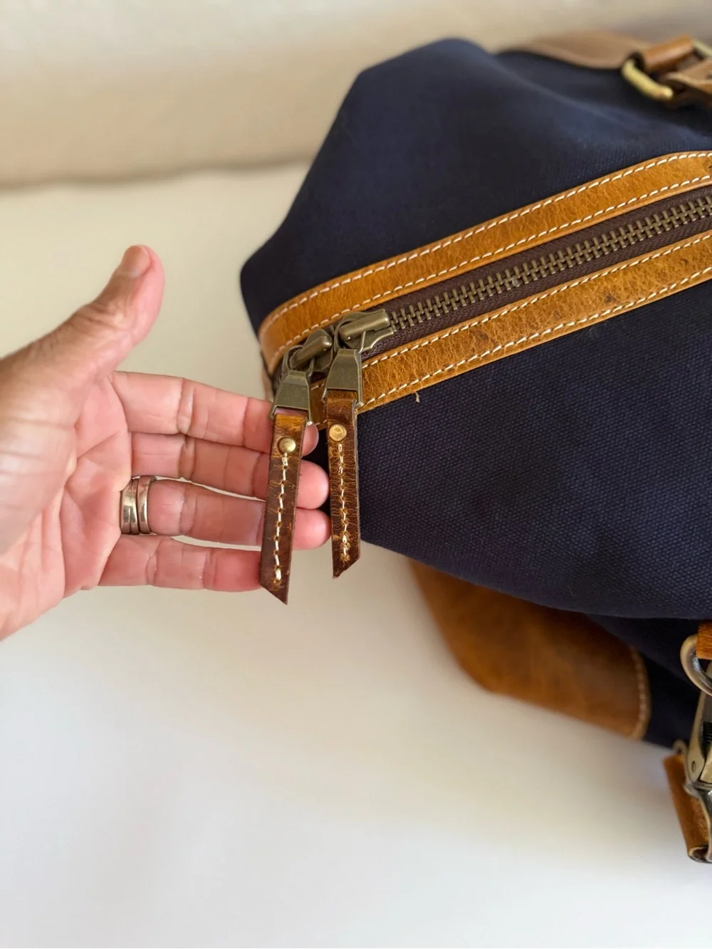 F.H Wadsworth Nylon/leather Weekender Bag